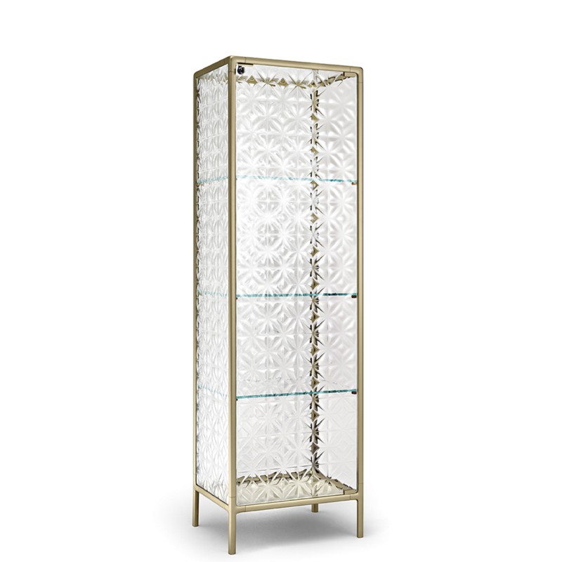 Fiam – Echo Showcase champagne profiles and doors in fused extralight glass 53x41