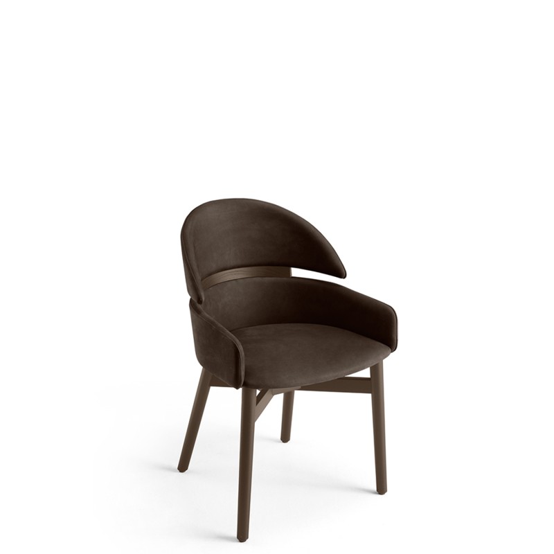 Fiam - Lloyd nubuk chair dark brown and tobacco oak