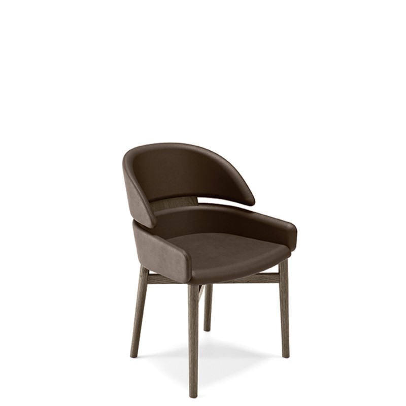 Fiam - Lloyd chair dark brown leather and tobacco oak