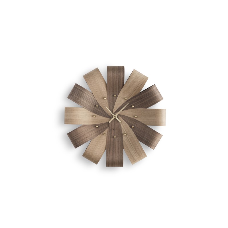 Nomon - Ciclo walnut, oak and polished brass wall clock