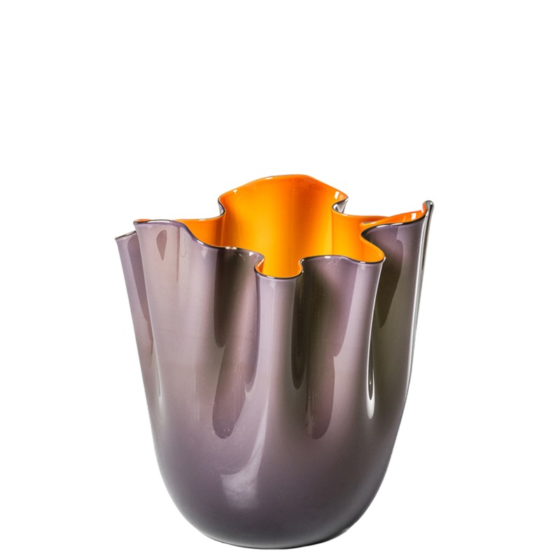 Venini - Fazzoletto Bicolour h24 indigo/orange inside vase