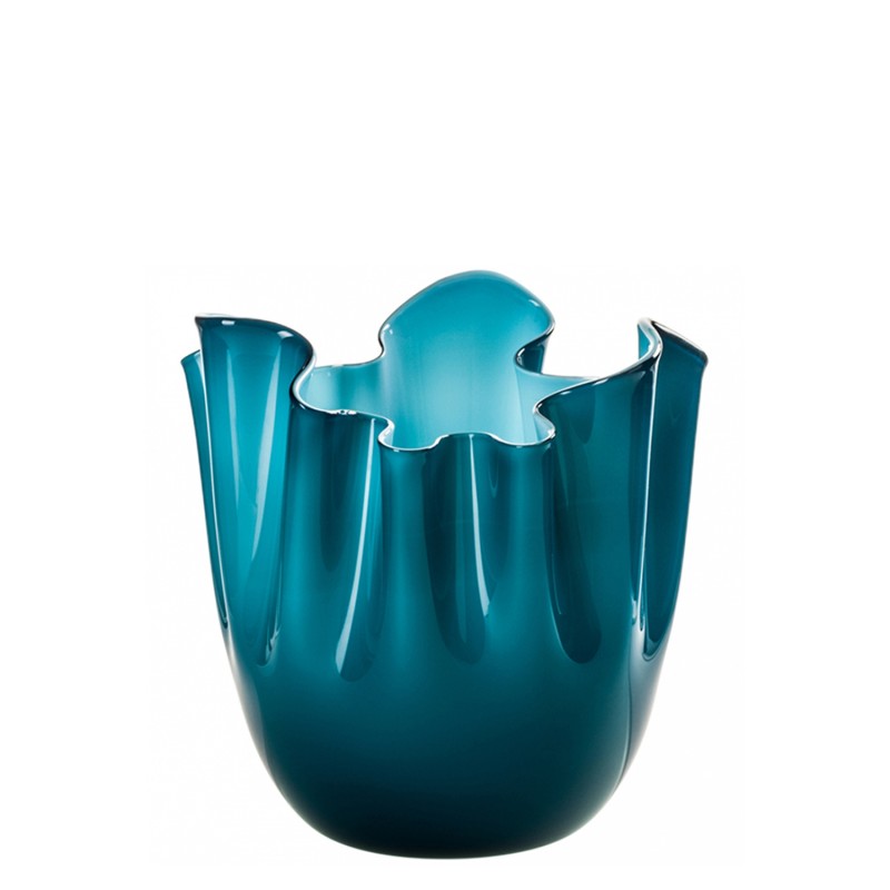 Venini - Fazzoletto Bicolour h24 horizon/aquamarine inside vase