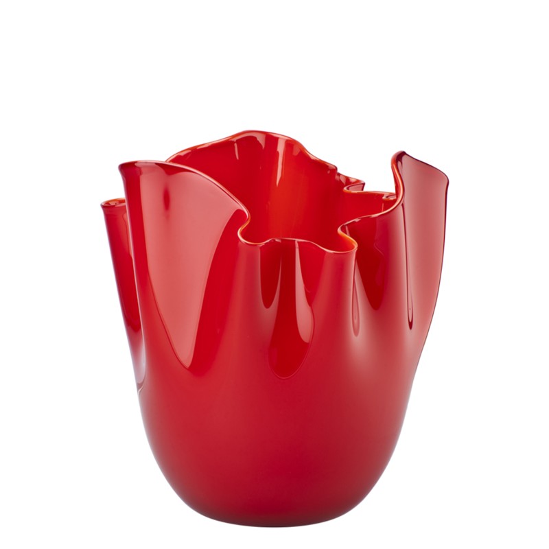 Venini - Fazzoletto Opalino h31 red vase