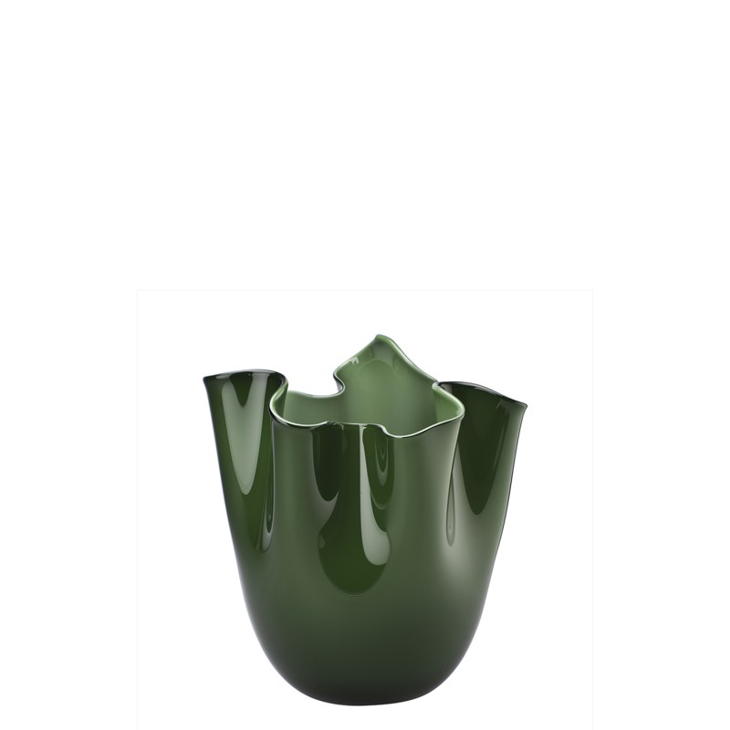 Venini - Fazzoletto Opalino h13 green apple vase