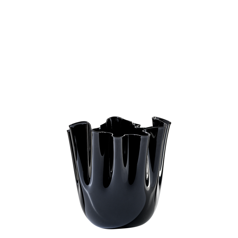 Venini - Fazzoletto Opalino h13  black vase