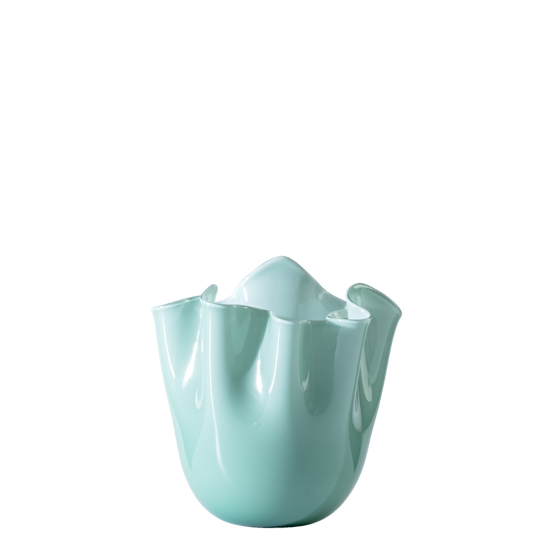 Venini - Fazzoletto Opalino h13 green vase