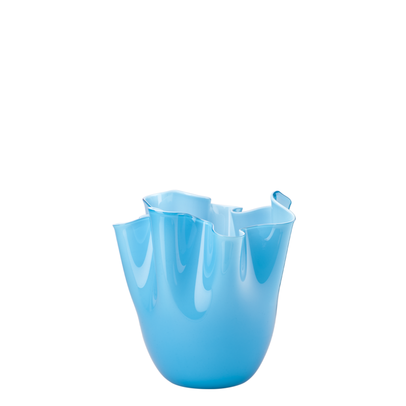 Venini - Fazzoletto Opalino h13 aquamarine vase