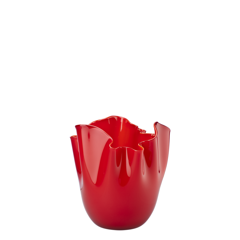 Venini - Fazzoletto Opalino h13 red vase