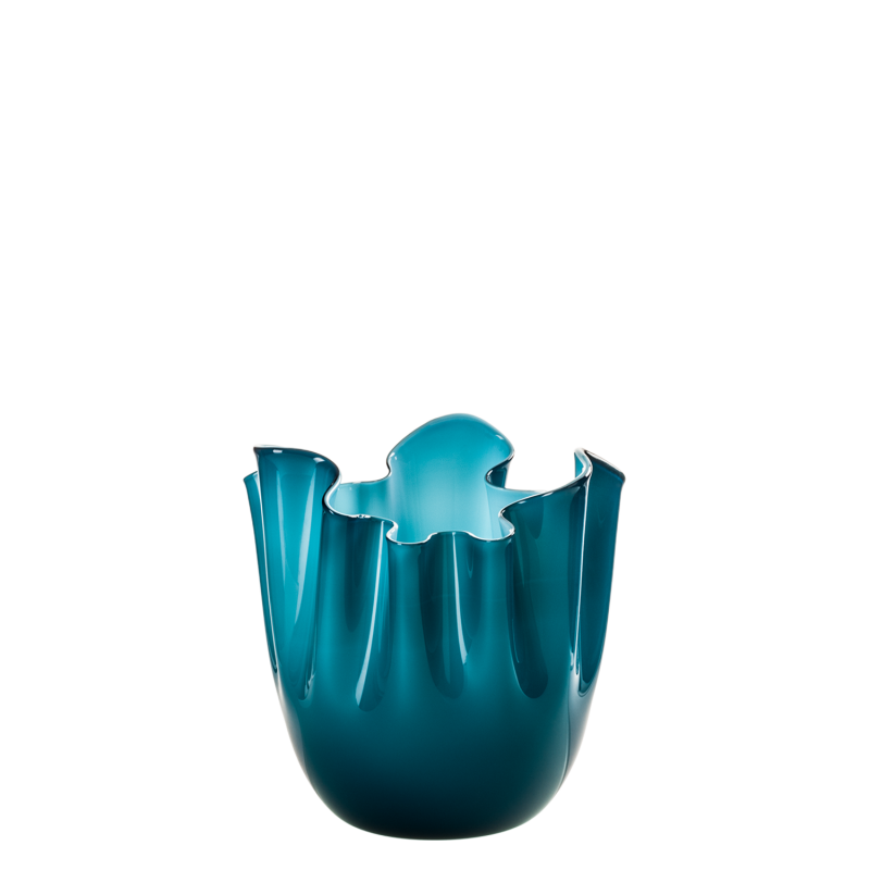 Venini - Fazzoletto Bicolour h13 horizon/aquamarine inside vase