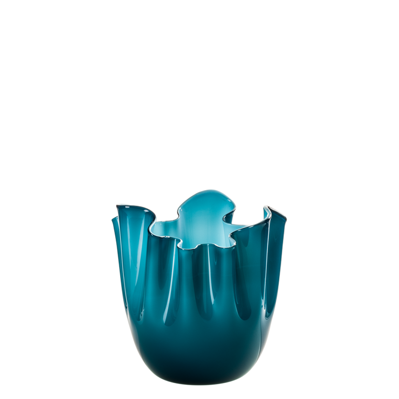 Venini - Vaso Fazzoletto Bicolore orizzonte interno acquamare h13 Longho Design Palermo