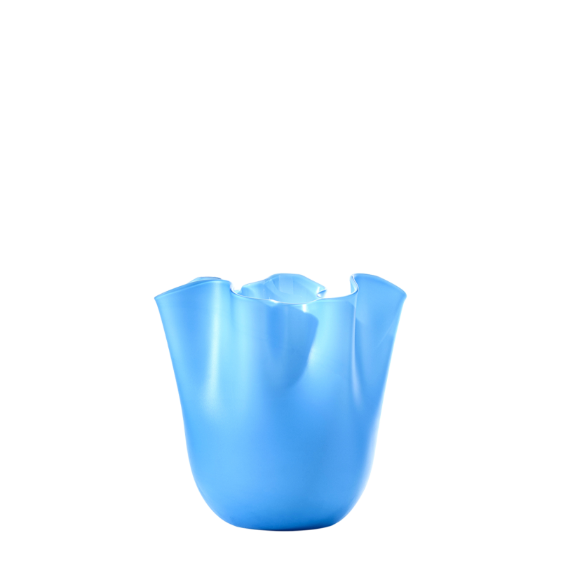 Venini - Fazzoletto Opalino h13 aquamarine sandblasted vase