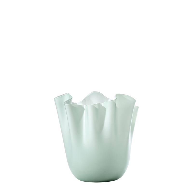 Venini - Fazzoletto Opalino h13 green sandblasted vase