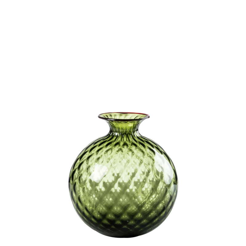 Venini - Monofiore Balloton h16 APPLE-GREEN/RED thread vase