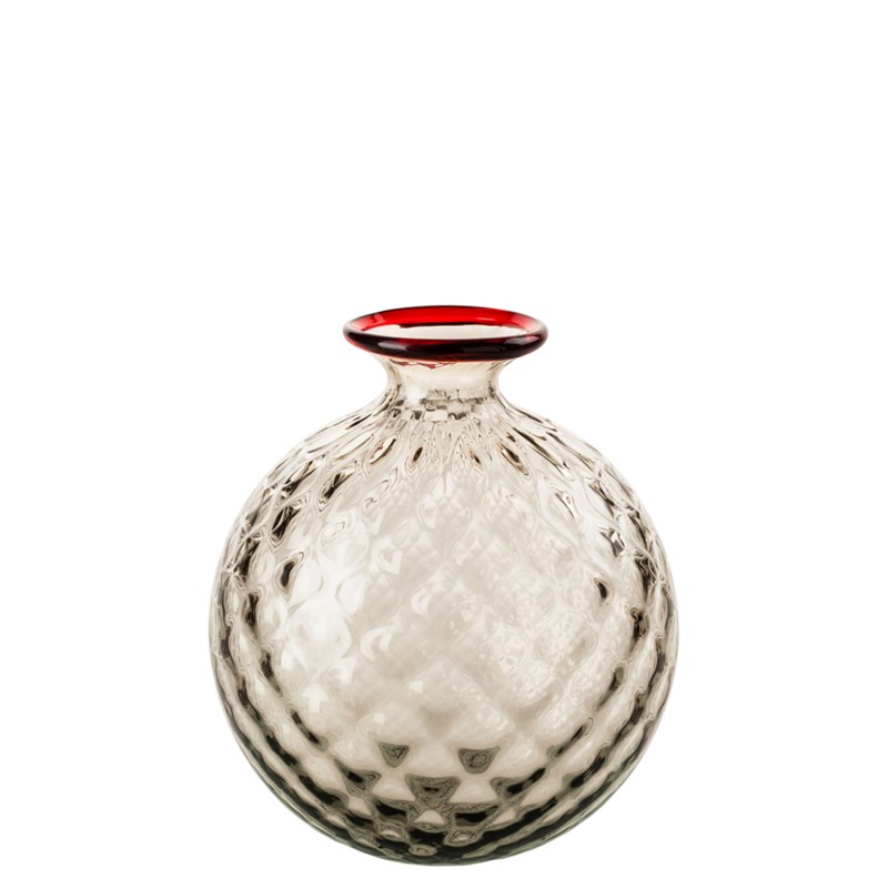 Venini - Monofiore Balloton h24 GREY/RED thread vase