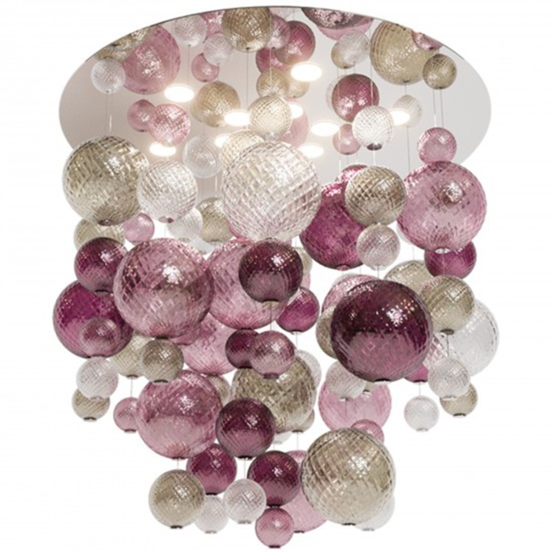 Venini - Balloton Lamp crystal/grey/purple/amethyst suspension lamp