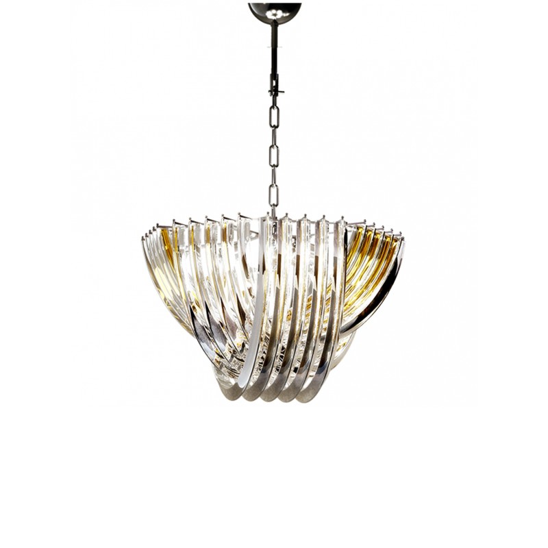 Venini - Triedi crystal/amber suspension lamp