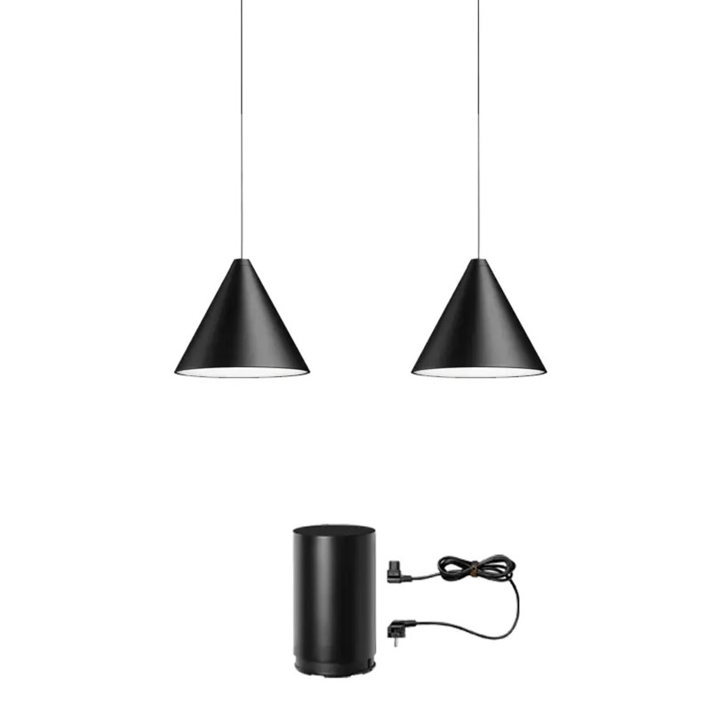 Flos N.02 String light cone black 12mt + Floor Switch Longho Design Palermo