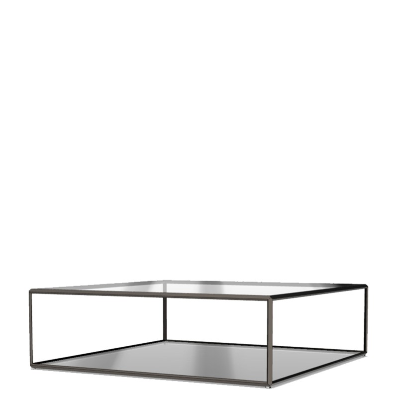 Molteni - 45° coffee table 122x122 structure metal smoked glass top