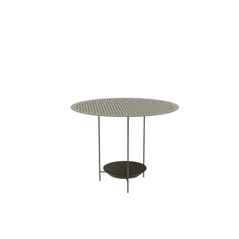 Molteni - Panna Cotta h42 outdoor coffee table olive green lava stone