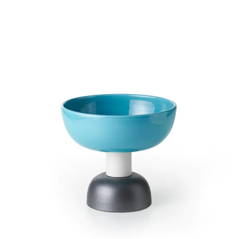 Bitossi Ceramiche Big centrepiece turquoise and metal Longho Design Palermo