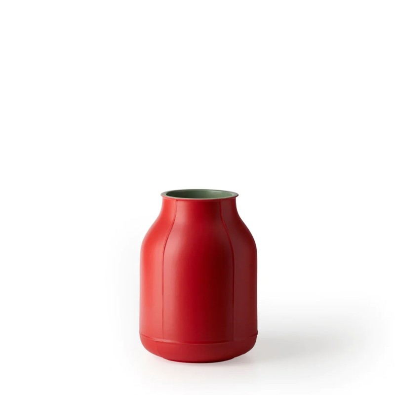 Bitossi Ceramiche - Seams barrel vase matte red