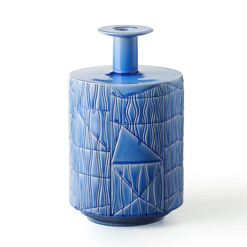 Bitossi Ceramiche Guadalupe vase A blue craquelé Longho Design Palermo