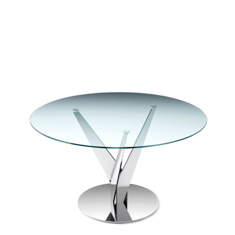 Fiam - Epsylon table base in cloudy metal and top in transparent glass D120