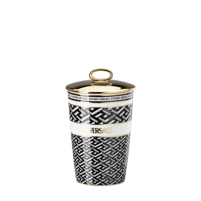 Rosenthal meets Versace Candeliere con candela profumata La Greca Signature Black longho design palermo