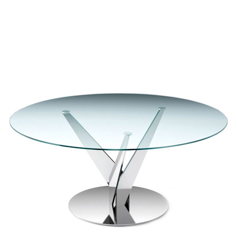 Fiam - Tavolo Epsylon base in metallo nuvolato top vetro trasparente Longho Design Palermo
