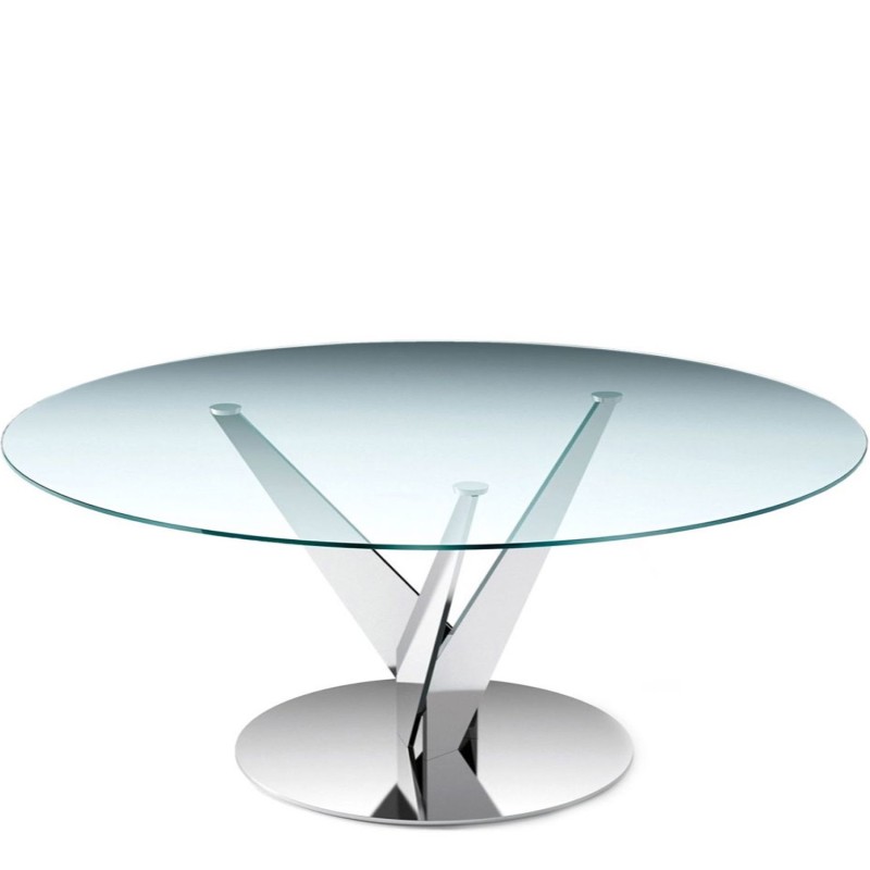 Fiam - Tavolo Epsylon base in metallo nuvolato top vetro trasparente Longho Design Palermo