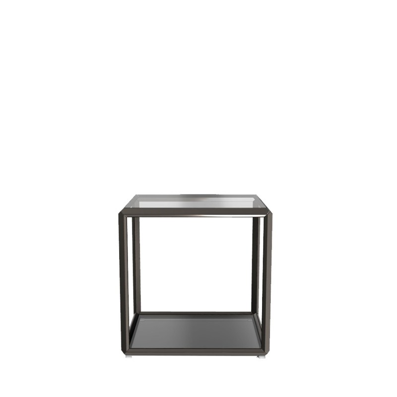 Molteni - 45°/Tavolino struttura metallo piano in vetro fumè H37