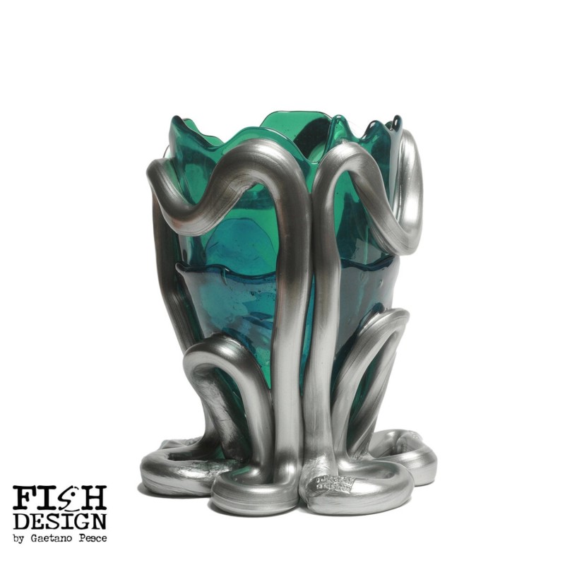 Corsi Design Vaso Indian Summer S smeraldo trasparente argento opaco longho design palermo