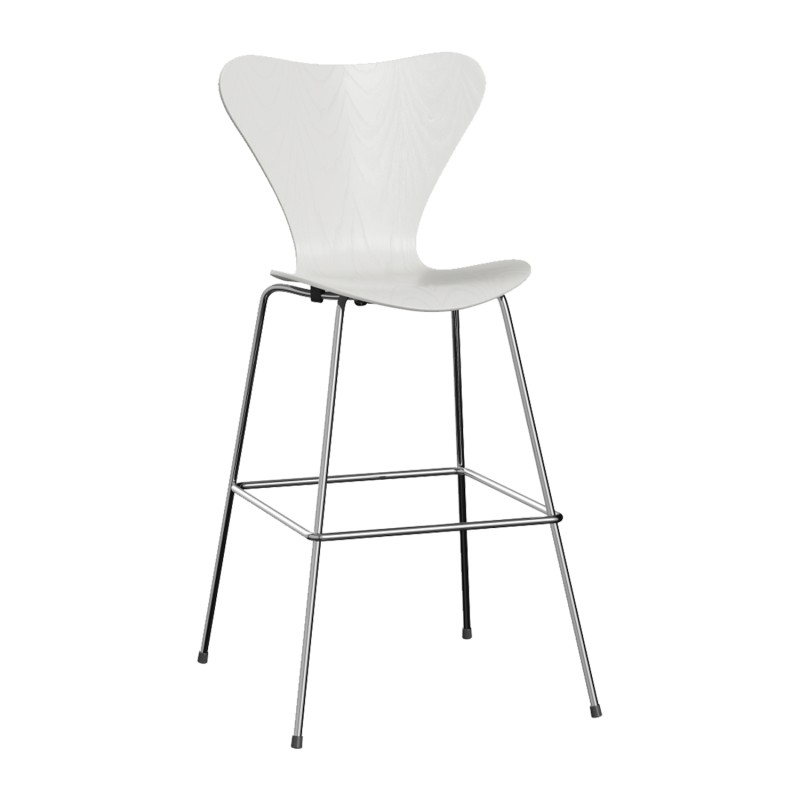 Fritz Hansen - 3197 bar stool chrome base ash shell