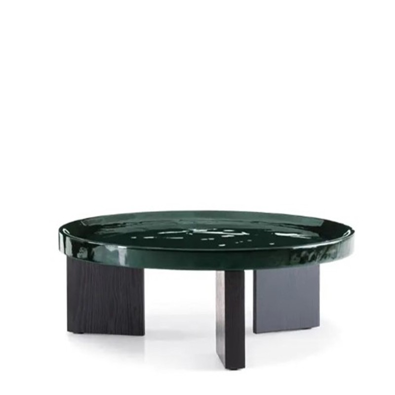 Minotti - Tavolino Louver D90 piano laccato malachite Longho Design Palermo