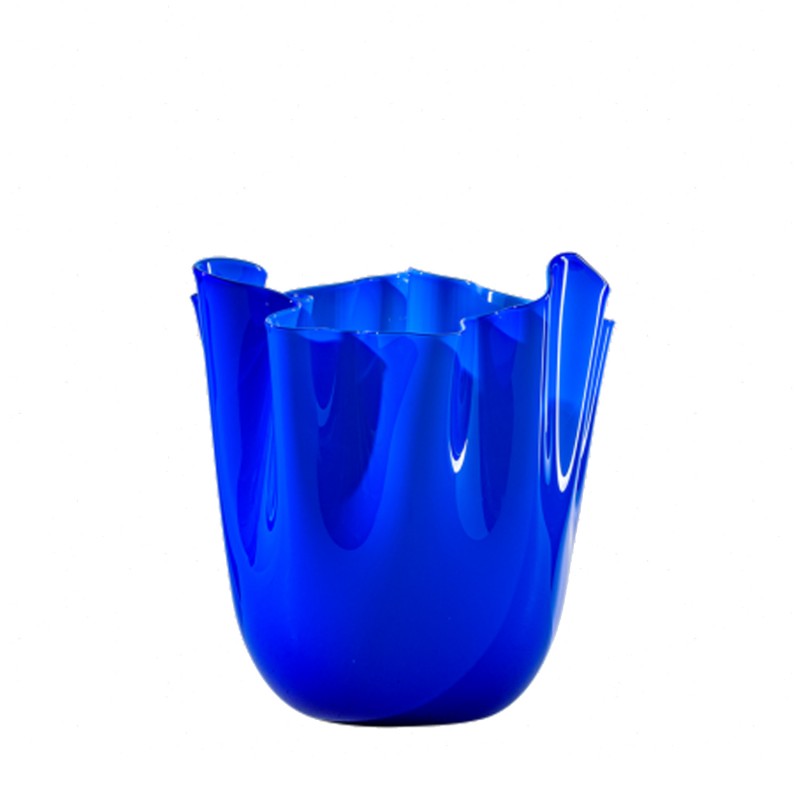 Venini - Fazzoletto Opalino H13 sapphire vase