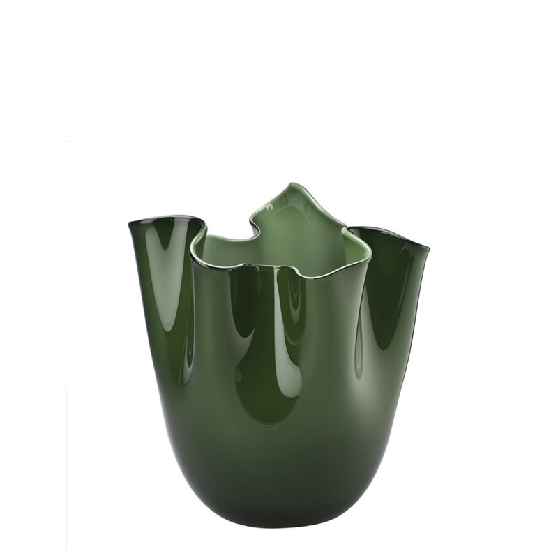 Venini - Fazzoletto Opalino H13 green apple vase