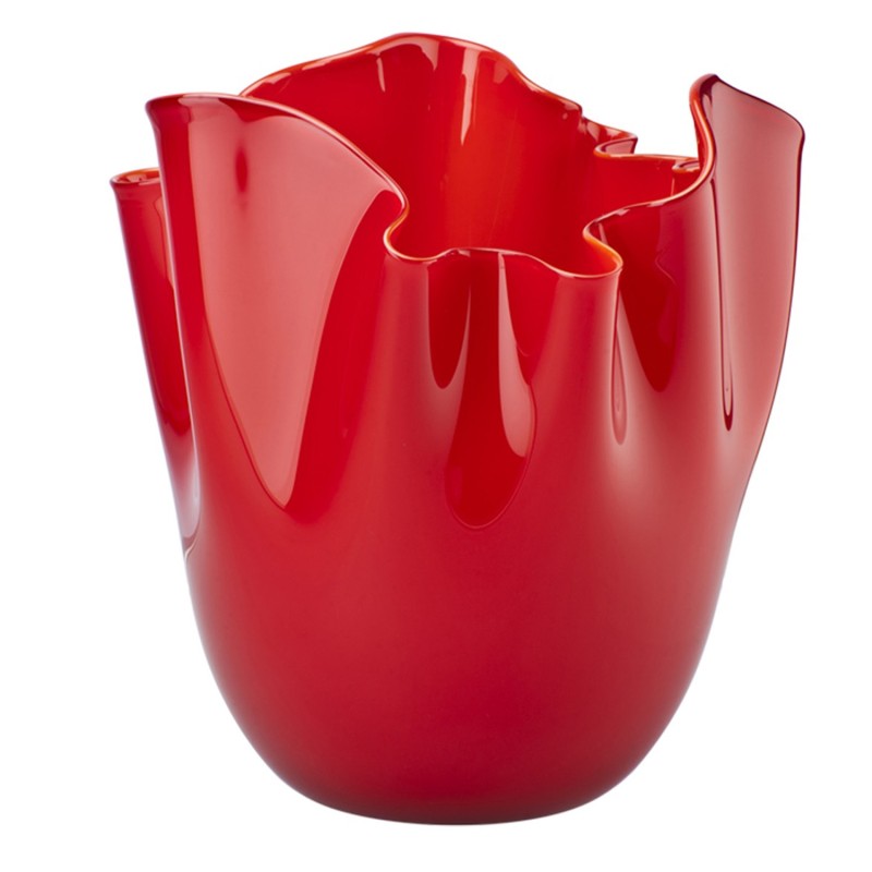 Venini - Vaso Fazzoletto Opalino rosso H31