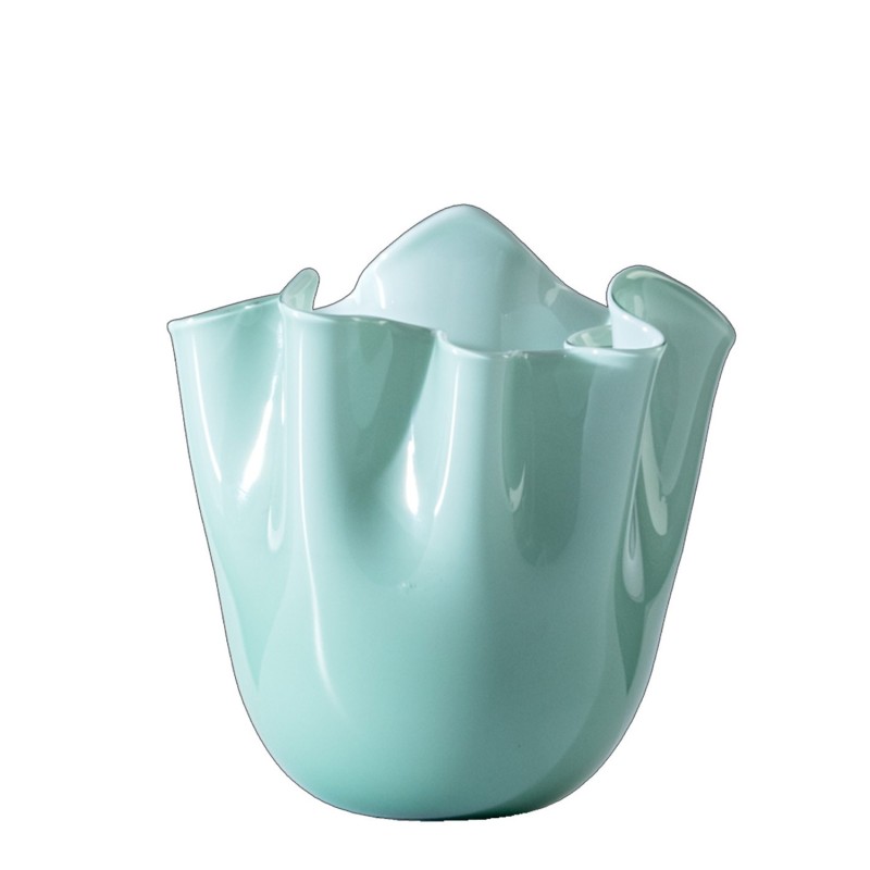 Venini - Fazzoletto Opalino H13 green vase