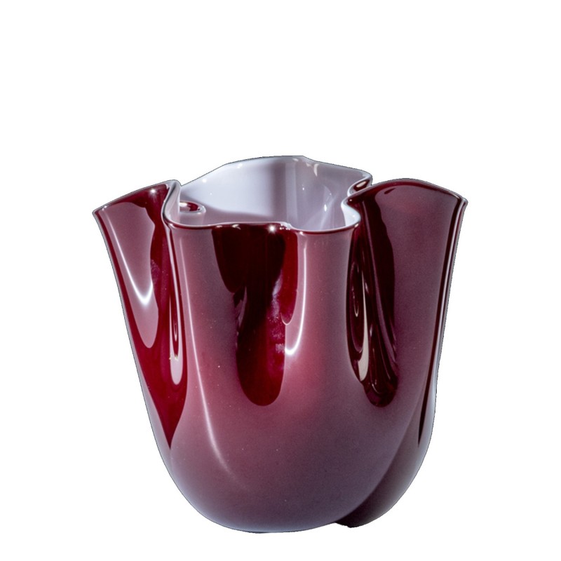 Venini - Vaso Fazzoletto Opalino rosso sangue di bue h13 Longho Design Palermo