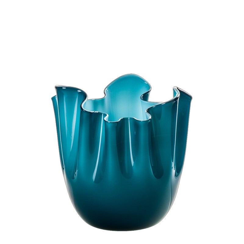 Venini - Fazzoletto Bicolour H13 horizon/aquamarine inside vase