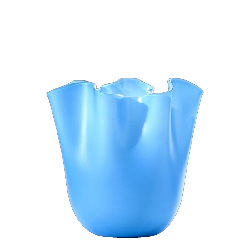 Venini - Vaso Fazzoletto Opalino acquamare sabbiato h13 Longho Design Palermo