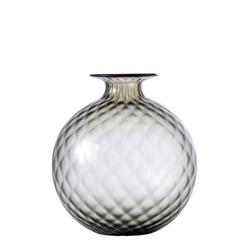 Venini - Monofiore Balloton vase H16 grey red thread