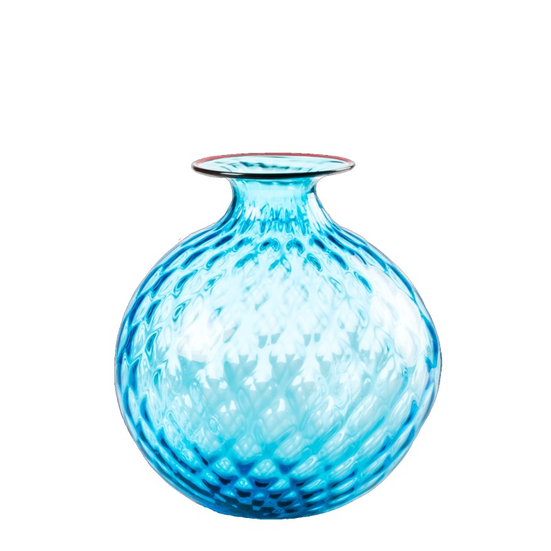 Venini - Monofiore Balloton vase H16 acquamarine red thread