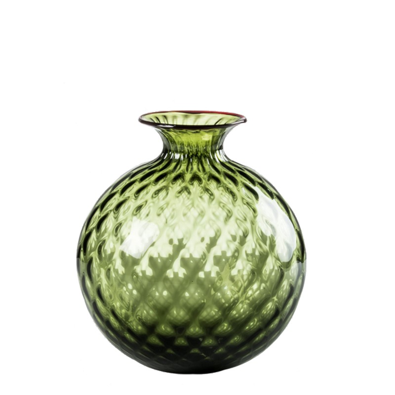 Venini - Monofiore Balloton vase H16 apple green red thread