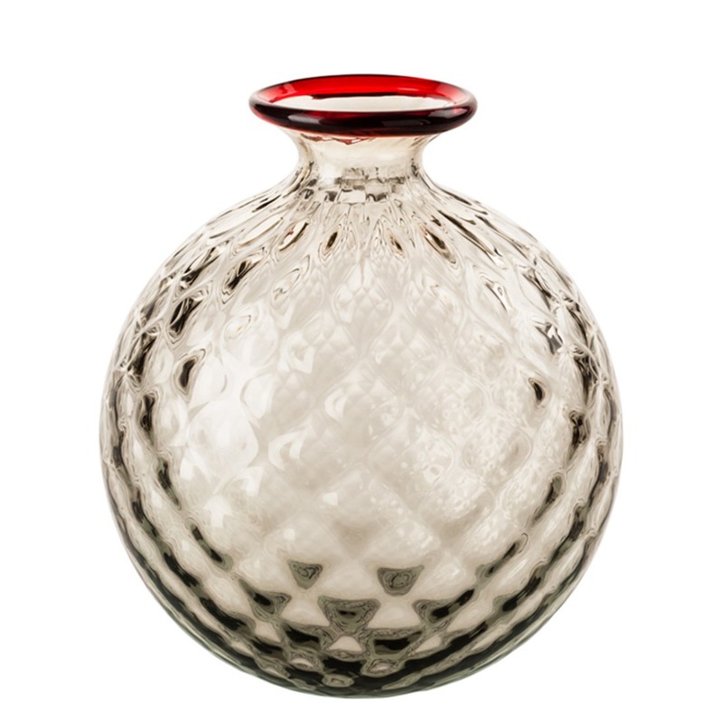 Venini - Monofiore Balloton vase H24 grey red thread