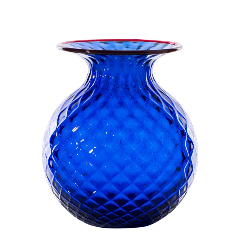 Venini - Balloton Fiori vase H24 sapphire red thread