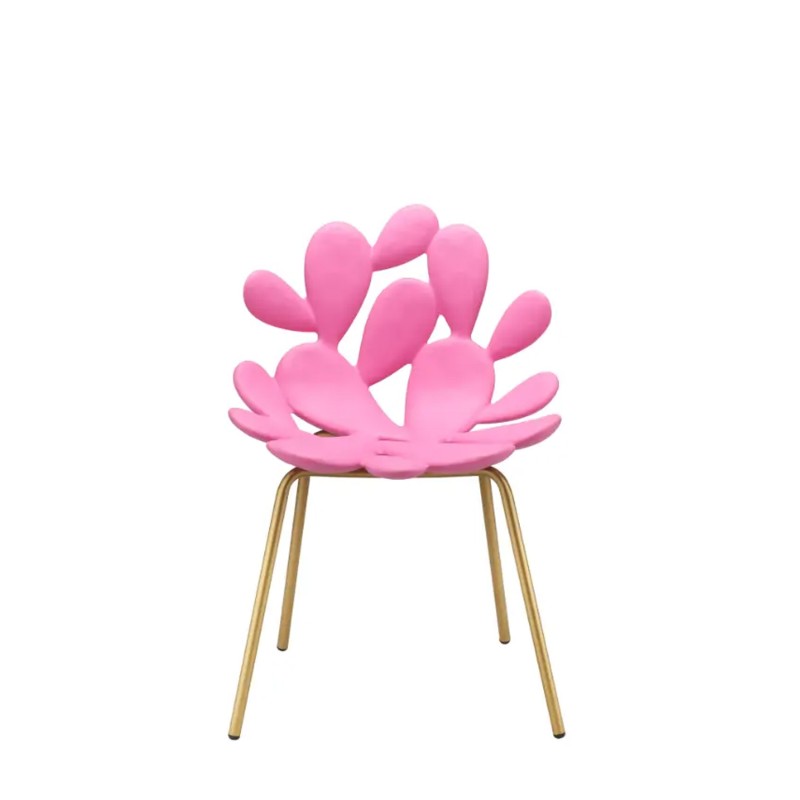 Qeeboo - Filicudi chair Bright pink and brass set 2Pcs