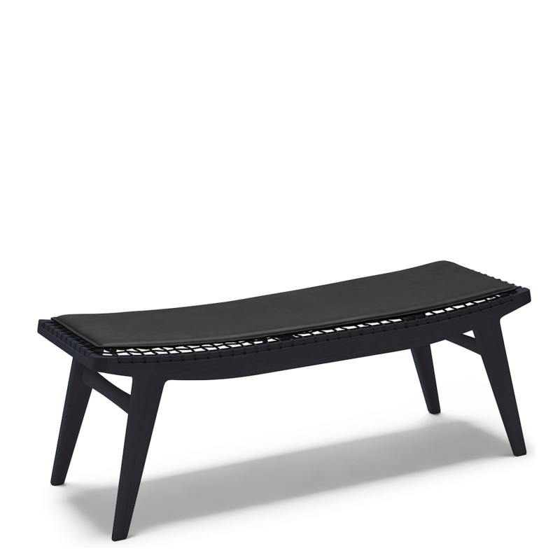 Knoll - Klismos L bench black oak