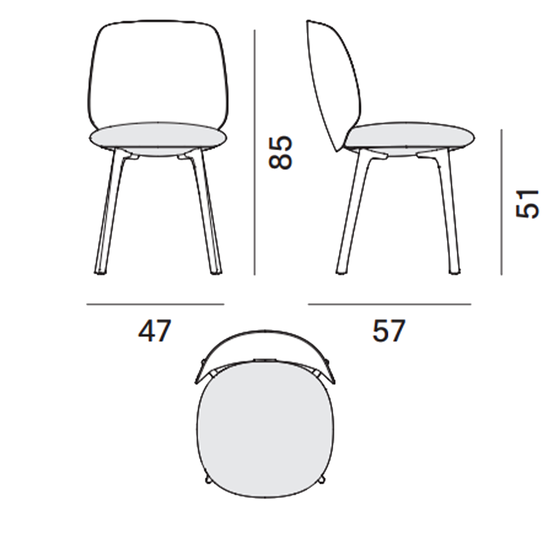 Mdf Italia – Sedia Universal Chair schiena legno e base 4 gambe Longho Design Palermo